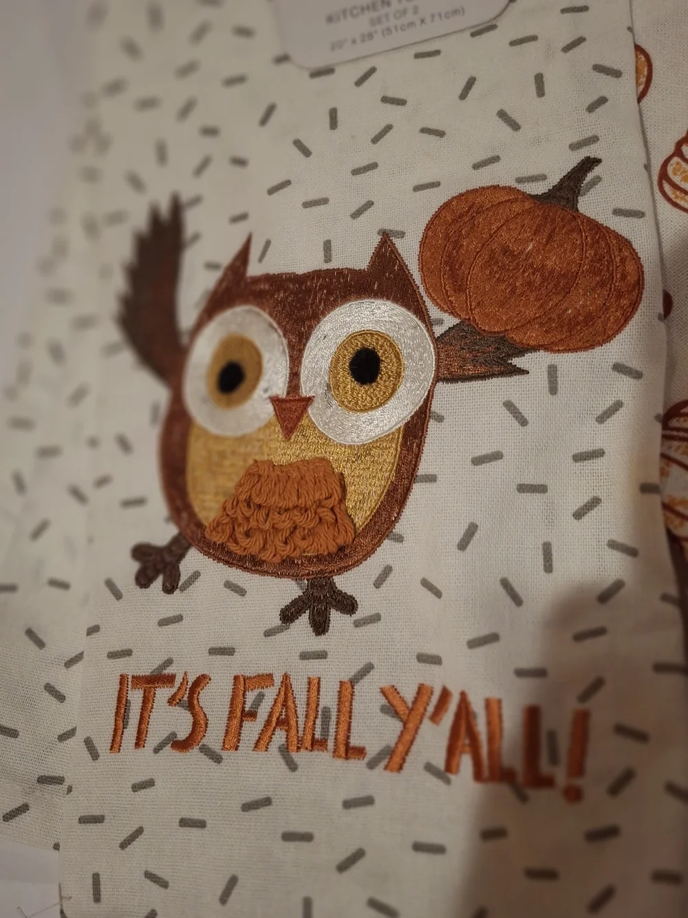 3 Fall Themed Kitchen Towels - Orange & Black